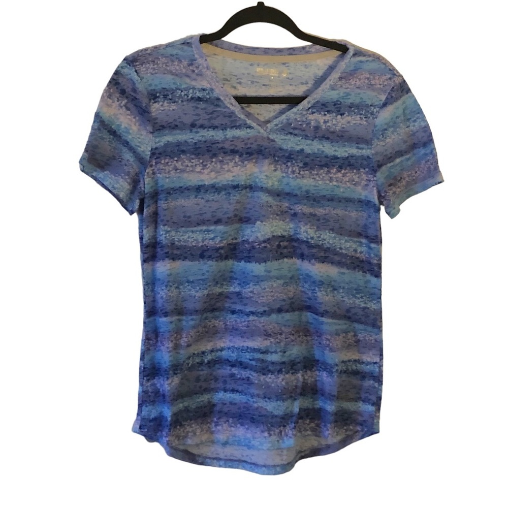 Women’s V-Neck Shirt with Ocean Blue Pattern